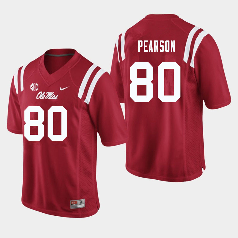 Jahcour Pearson Ole Miss Rebels NCAA Men's Red #80 Stitched Limited College Football Jersey OZW7058BE